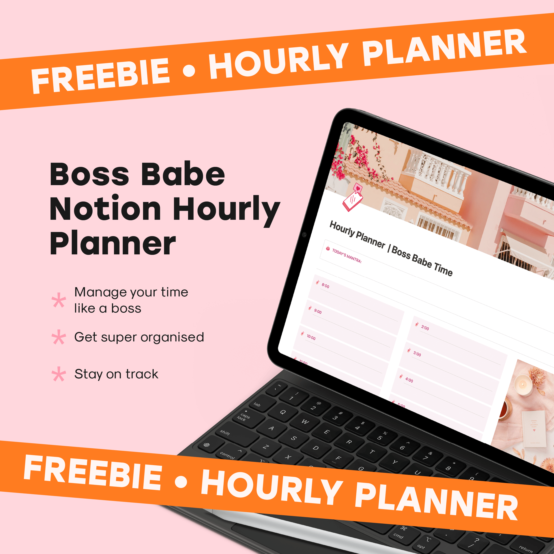 FREEBIE! Boss Babe Hourly Planner Notion Template